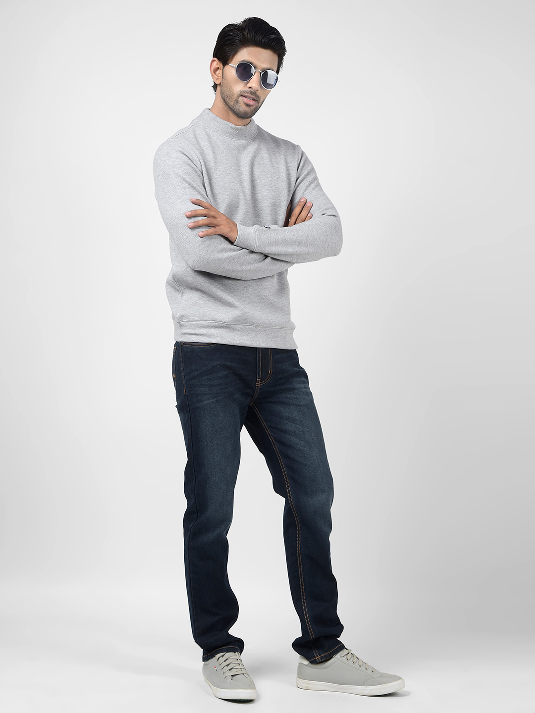 Numero Uno Men Solid Grey Sweat Shirt